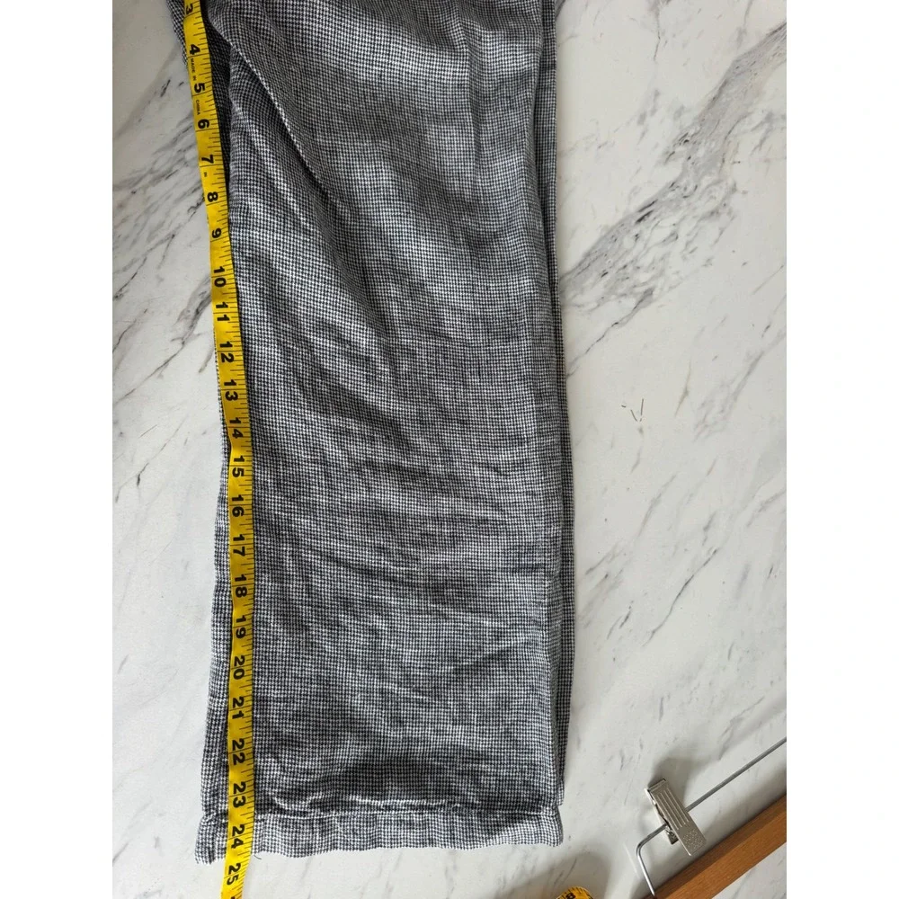 Reformation 100%‎ Linen Wide Leg Pants Houndstooth Black White Size 0